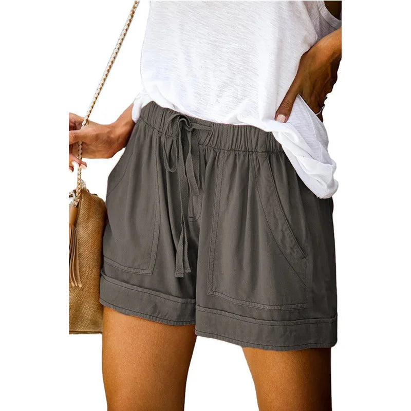 Women’s Summer High-Waist Silk Shorts – Loose Wide Leg Lace Style