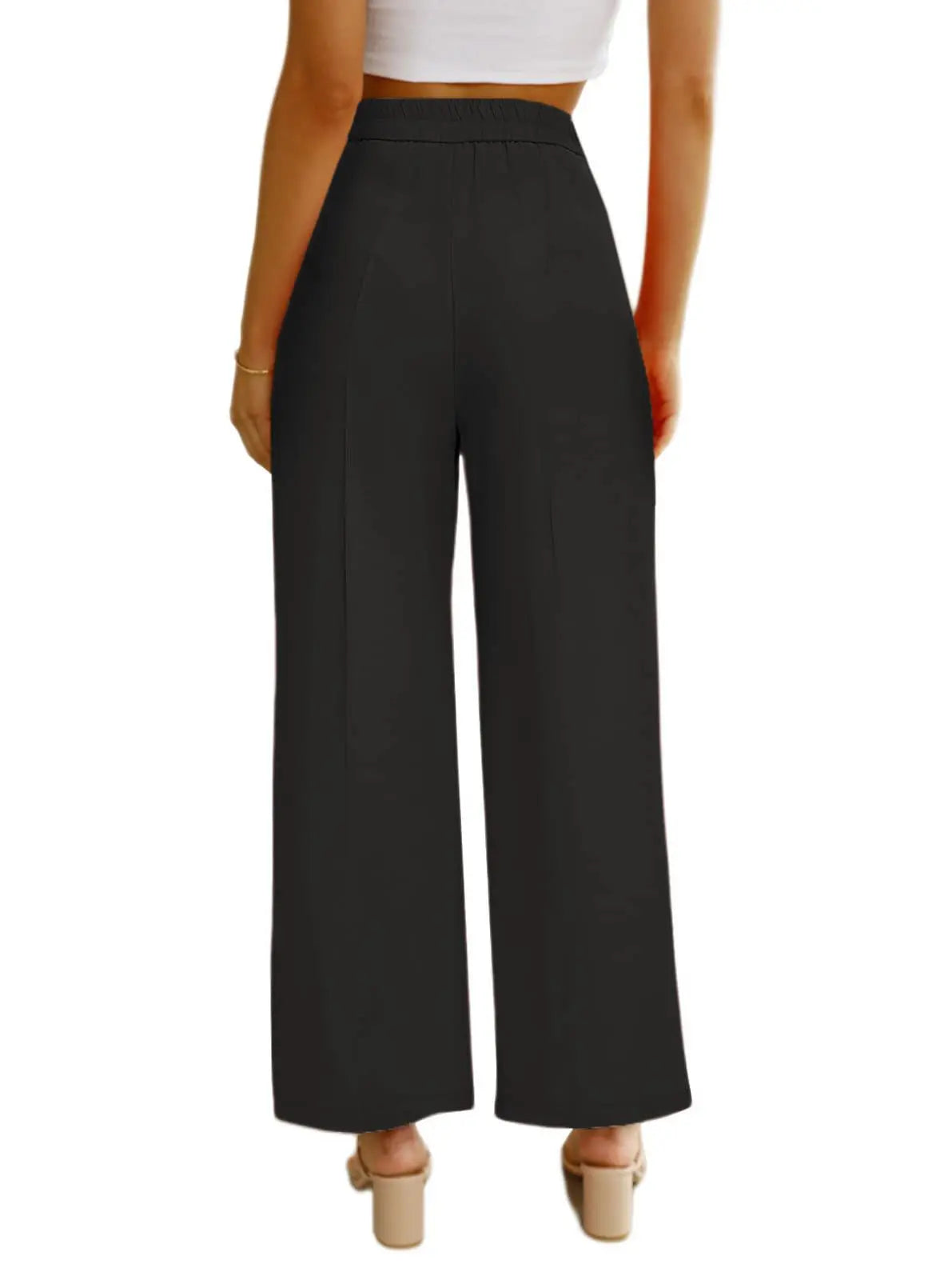 Women’s High Waist Wide Leg Pants – Office Chic Trousers with Pockets