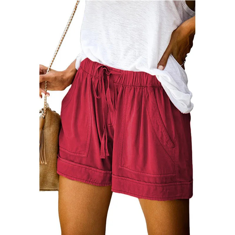 Women’s Summer High-Waist Silk Shorts – Loose Wide Leg Lace Style