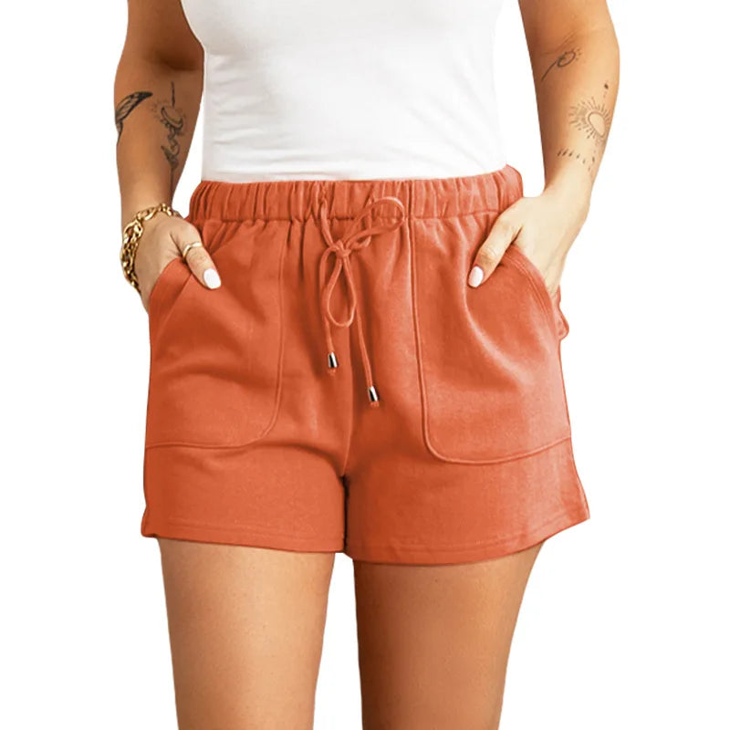 Women's Summer Casual High Waist Shorts – Solid Color Straight Fit