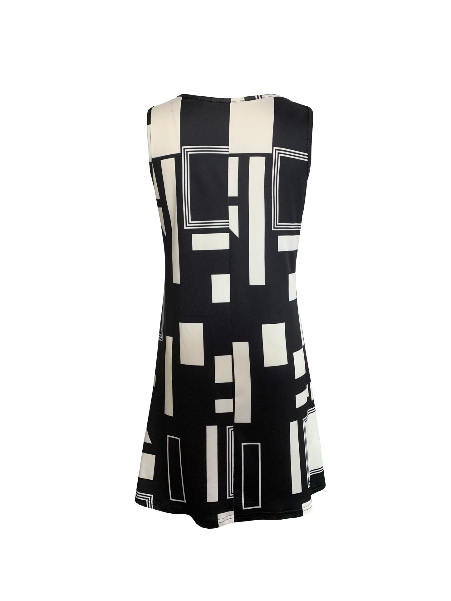 Geometric Pattern Sleeveless Dress for Women – Summer Clothes