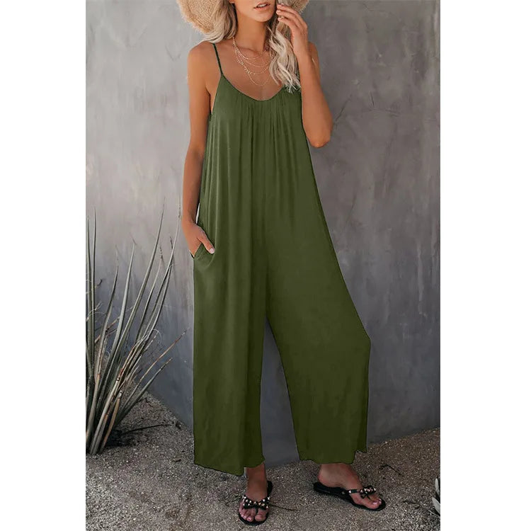 Women's Strap Jumpsuit – Summer Solid Color Casual Office Jumpsuit
