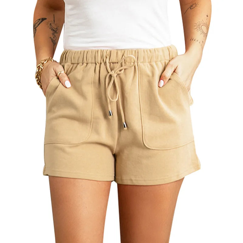Women's Summer Casual High Waist Shorts – Solid Color Straight Fit