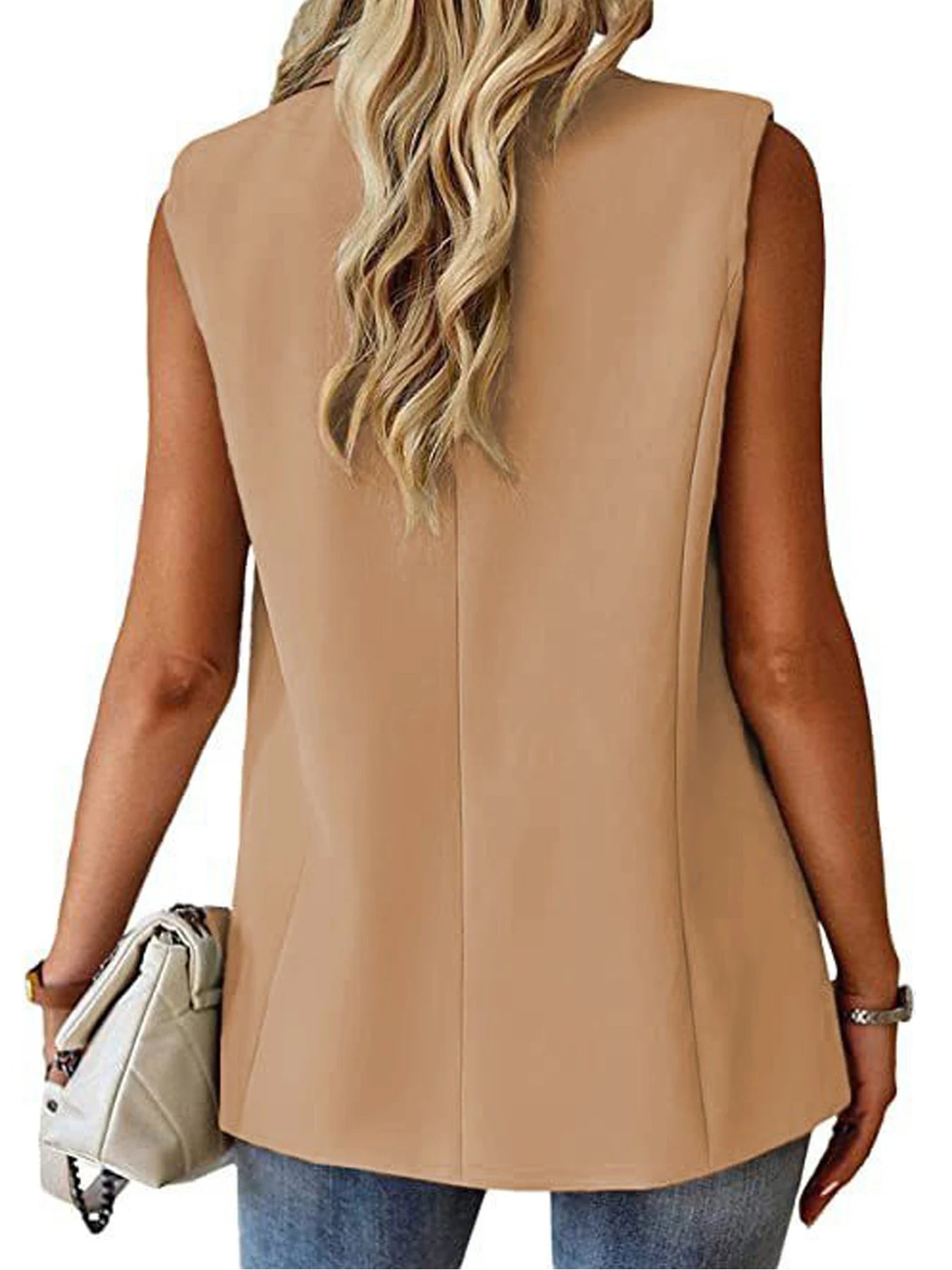 Women's Sleeveless Blazer Vest – Casual Office Slim Fit Waistcoat