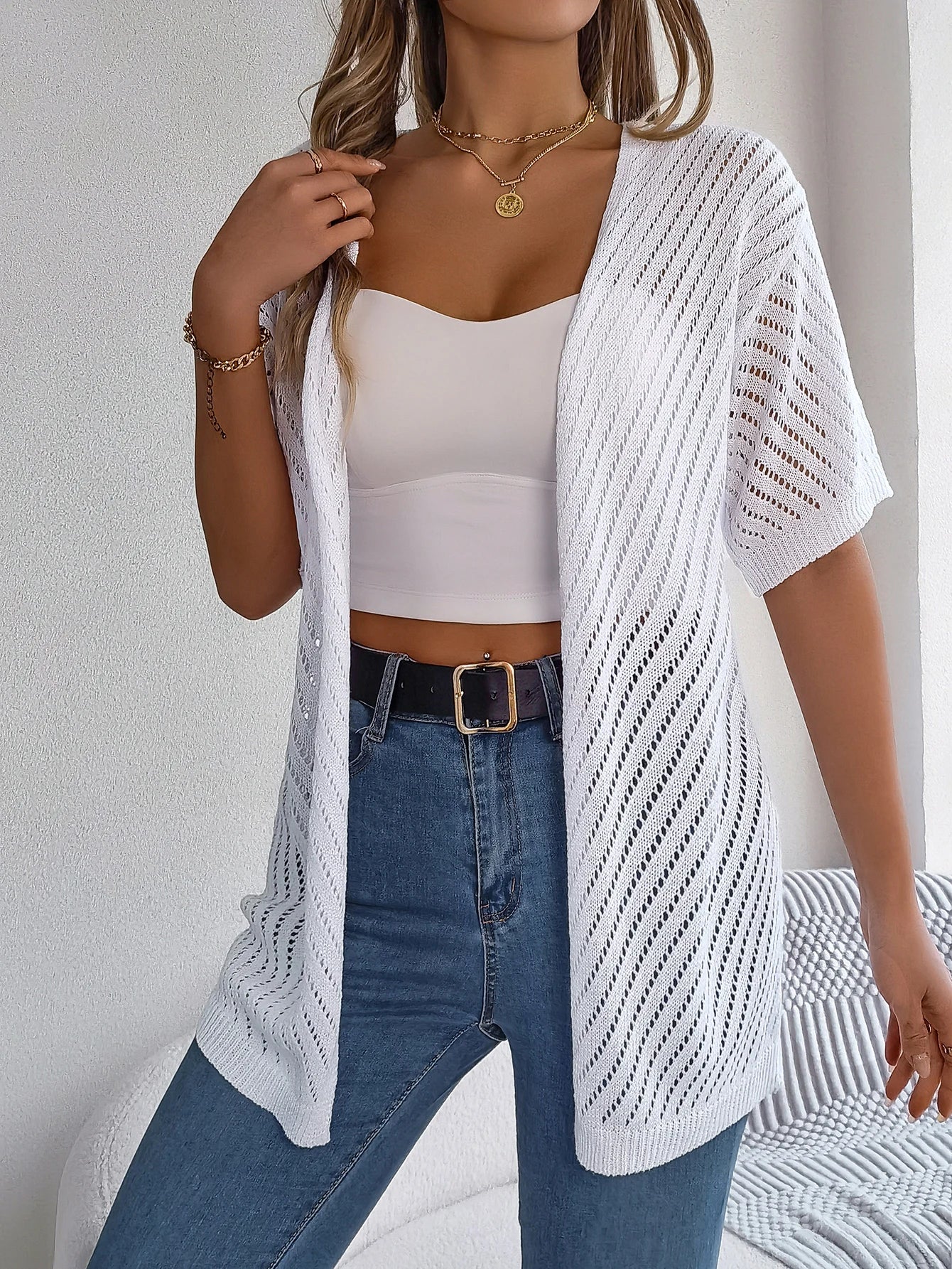 Women’s Spring/Summer Knitted Cardigan – Casual Hollow Out Sun Proof Top
