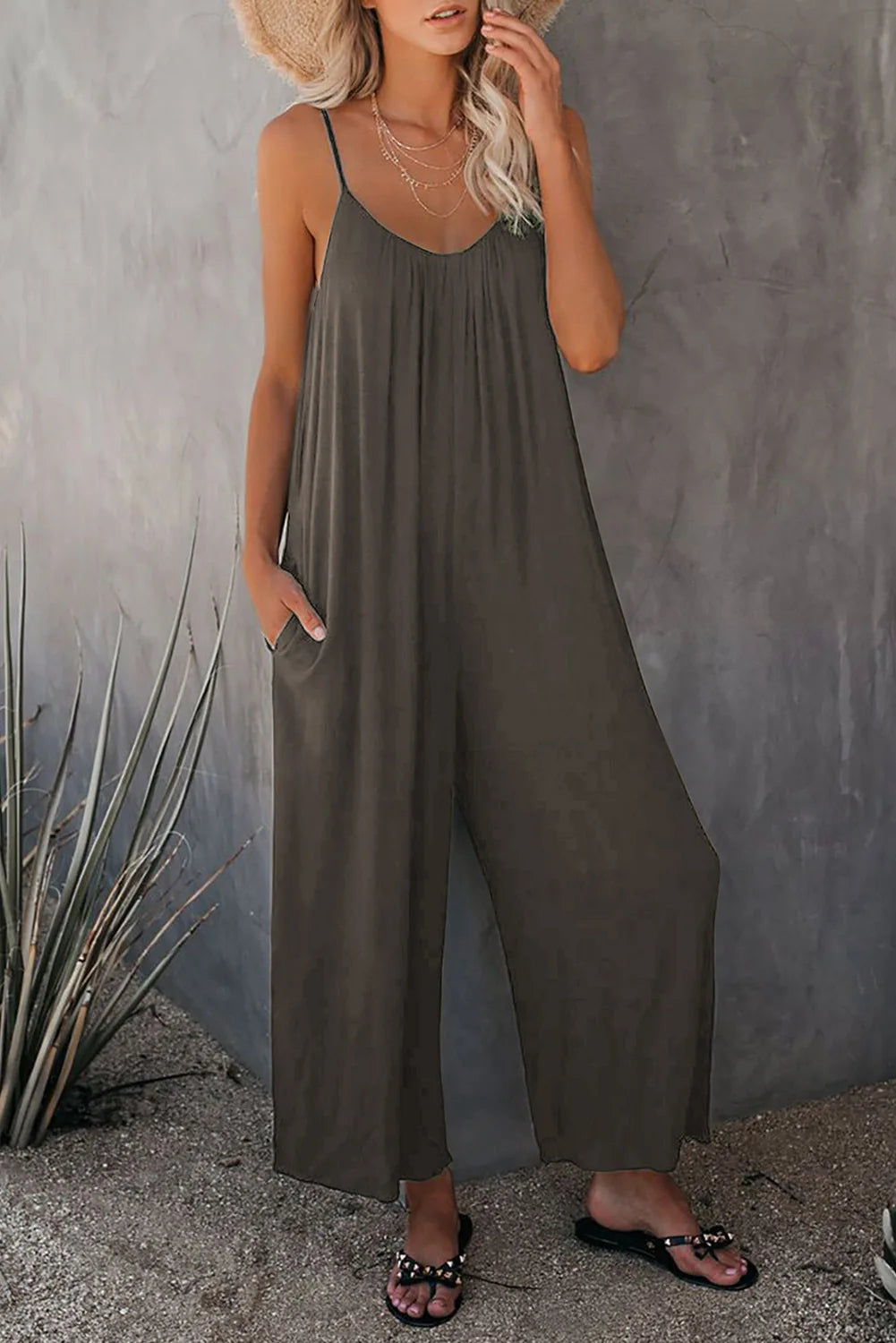 Women's Strap Jumpsuit – Summer Solid Color Casual Office Jumpsuit
