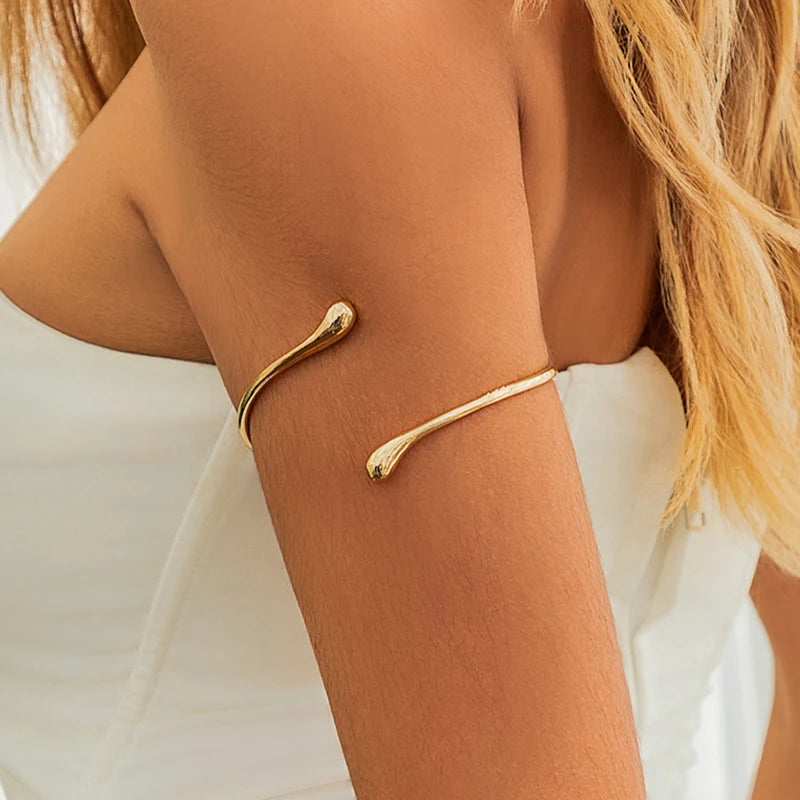 Simple Vintage Water Drop Open Cuff Bangles – Geometric Goth Arm Bracelet