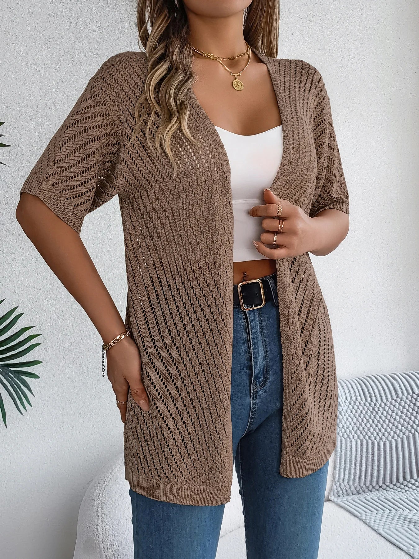 Women’s Spring/Summer Knitted Cardigan – Casual Hollow Out Sun Proof Top