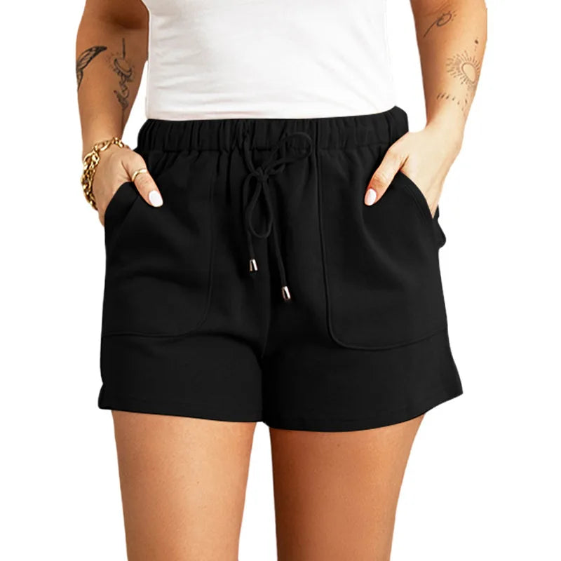 Women's Summer Casual High Waist Shorts – Solid Color Straight Fit