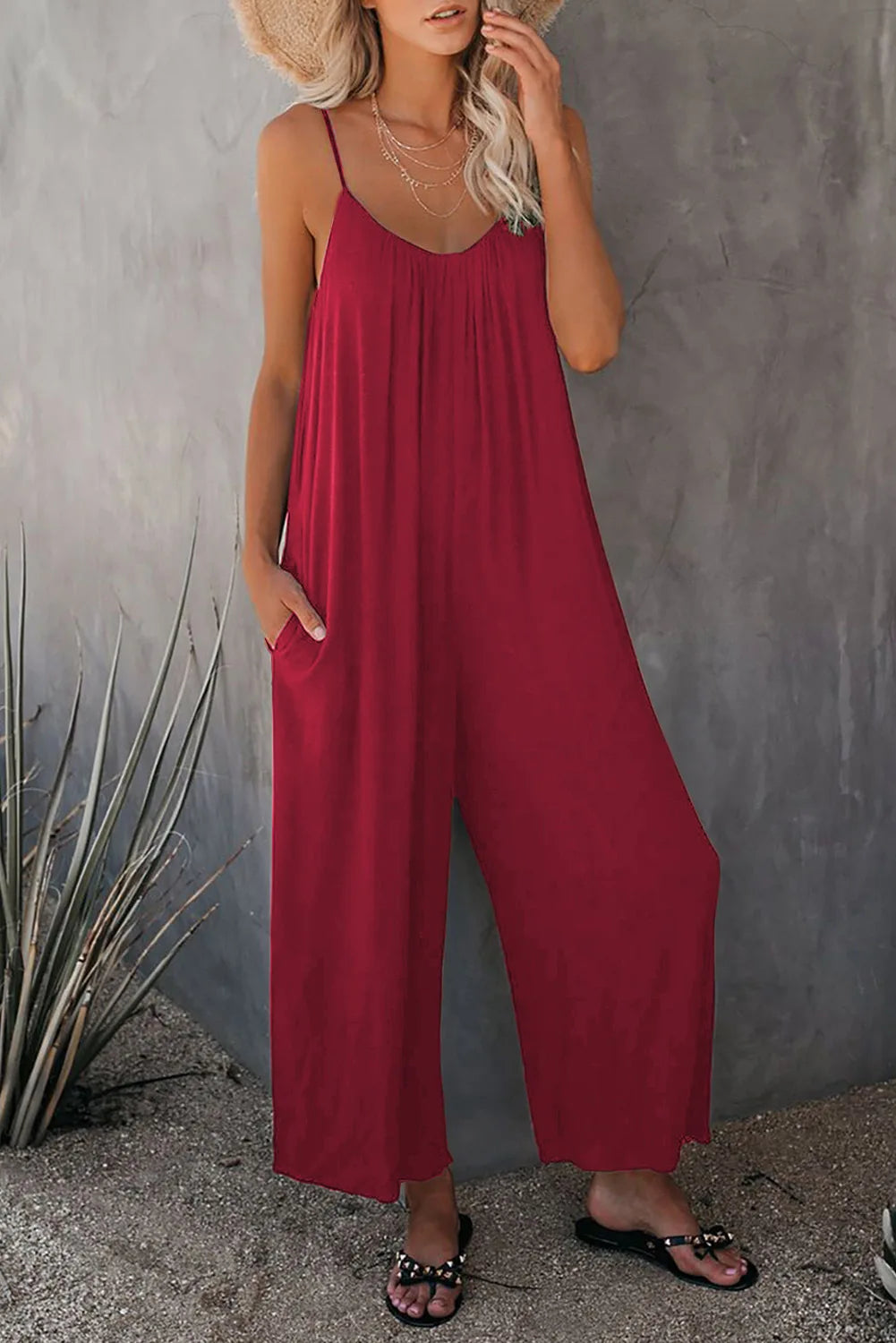 Women's Strap Jumpsuit – Summer Solid Color Casual Office Jumpsuit