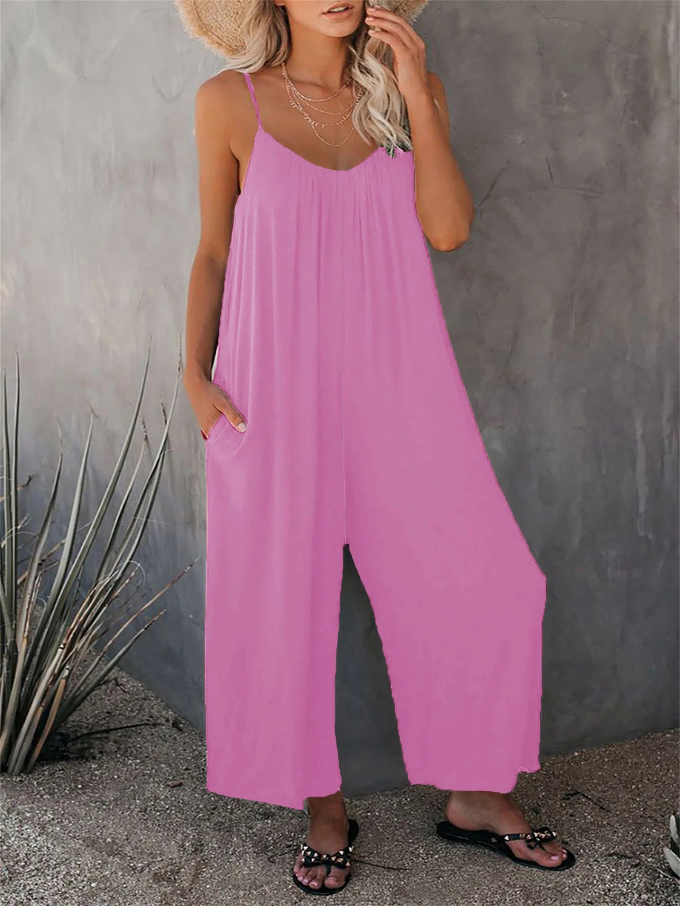 Women's Strap Jumpsuit – Summer Solid Color Casual Office Jumpsuit
