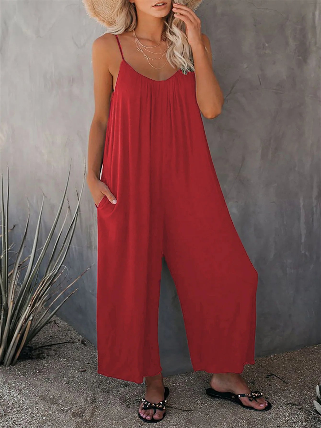Women's Strap Jumpsuit – Summer Solid Color Casual Office Jumpsuit