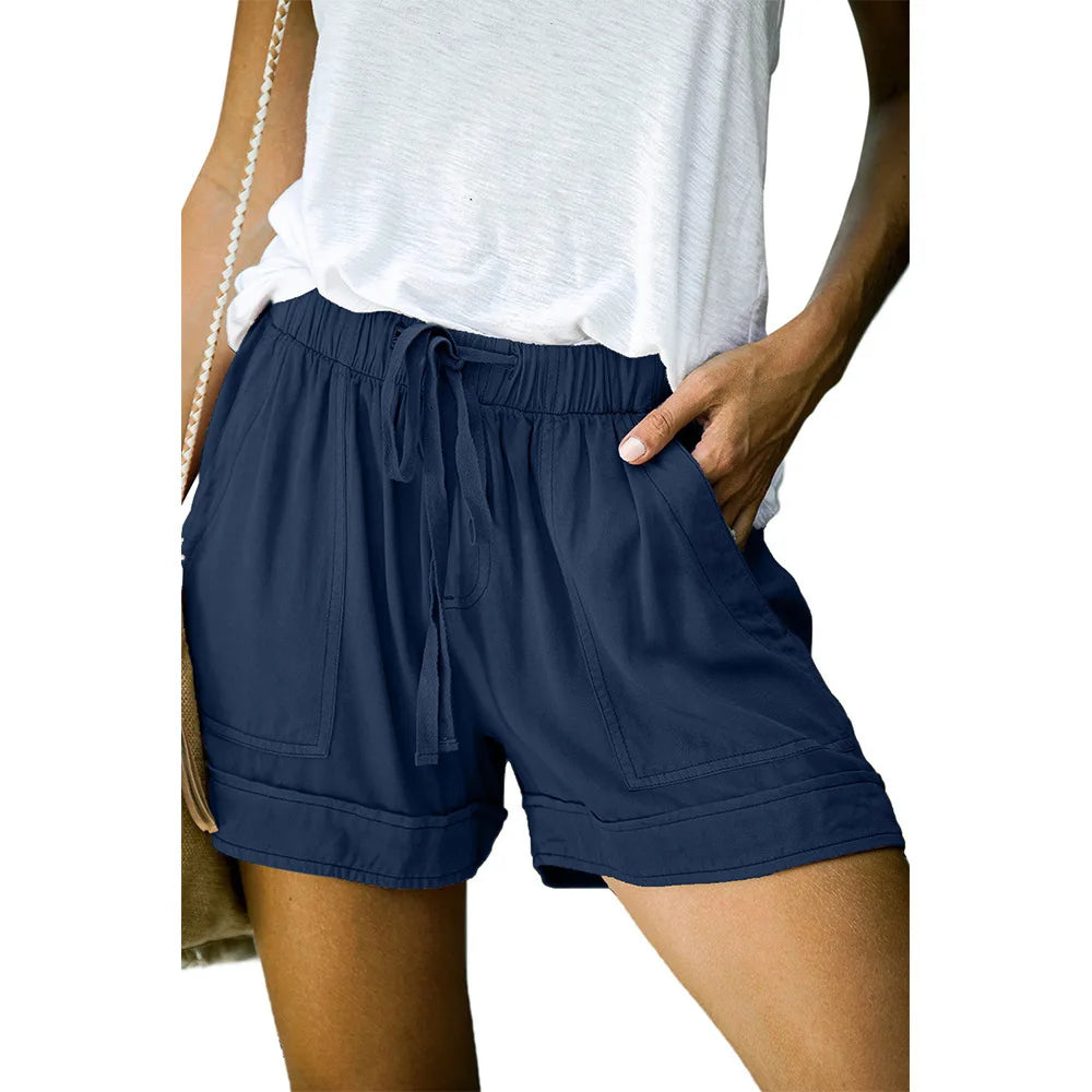 Women’s Summer High-Waist Silk Shorts – Loose Wide Leg Lace Style
