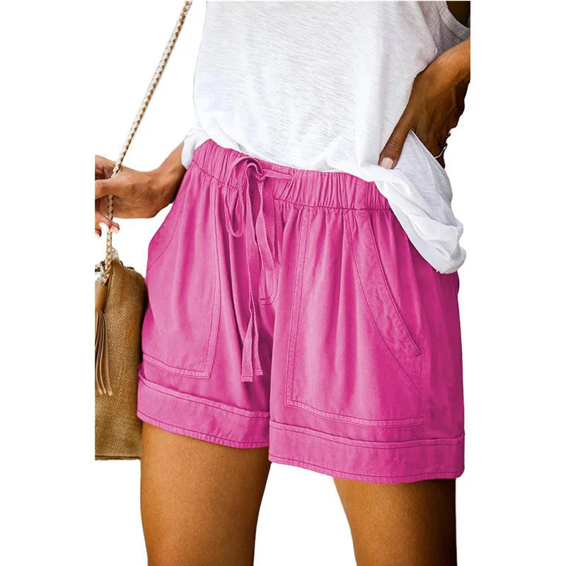 Women’s Summer High-Waist Silk Shorts – Loose Wide Leg Lace Style