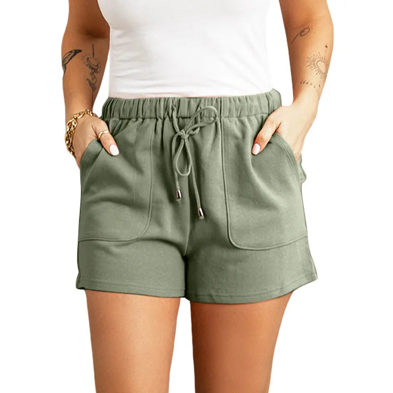 Women's Summer Casual High Waist Shorts – Solid Color Straight Fit