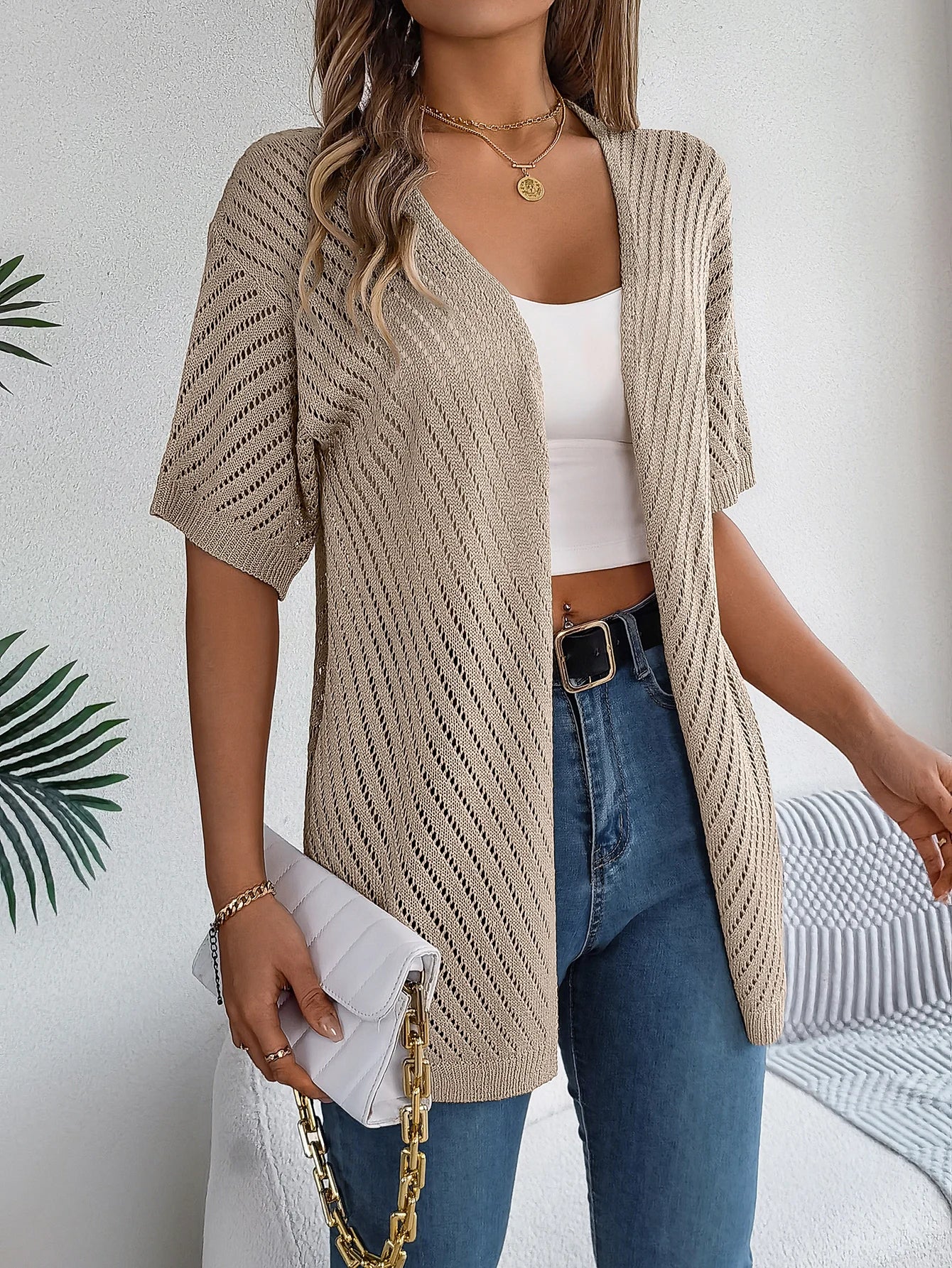 Women’s Spring/Summer Knitted Cardigan – Casual Hollow Out Sun Proof Top