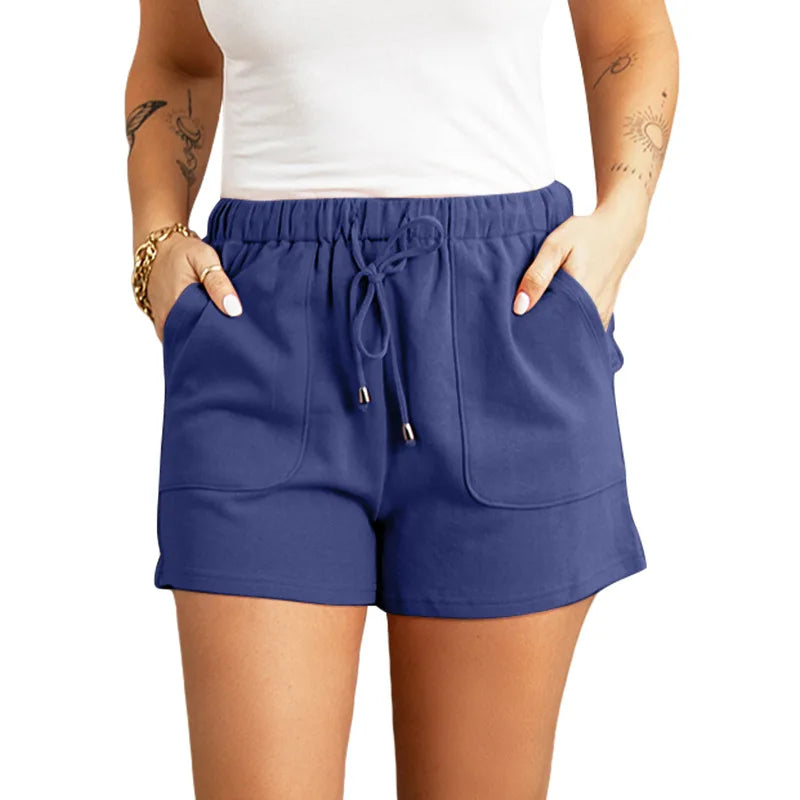 Women's Summer Casual High Waist Shorts – Solid Color Straight Fit