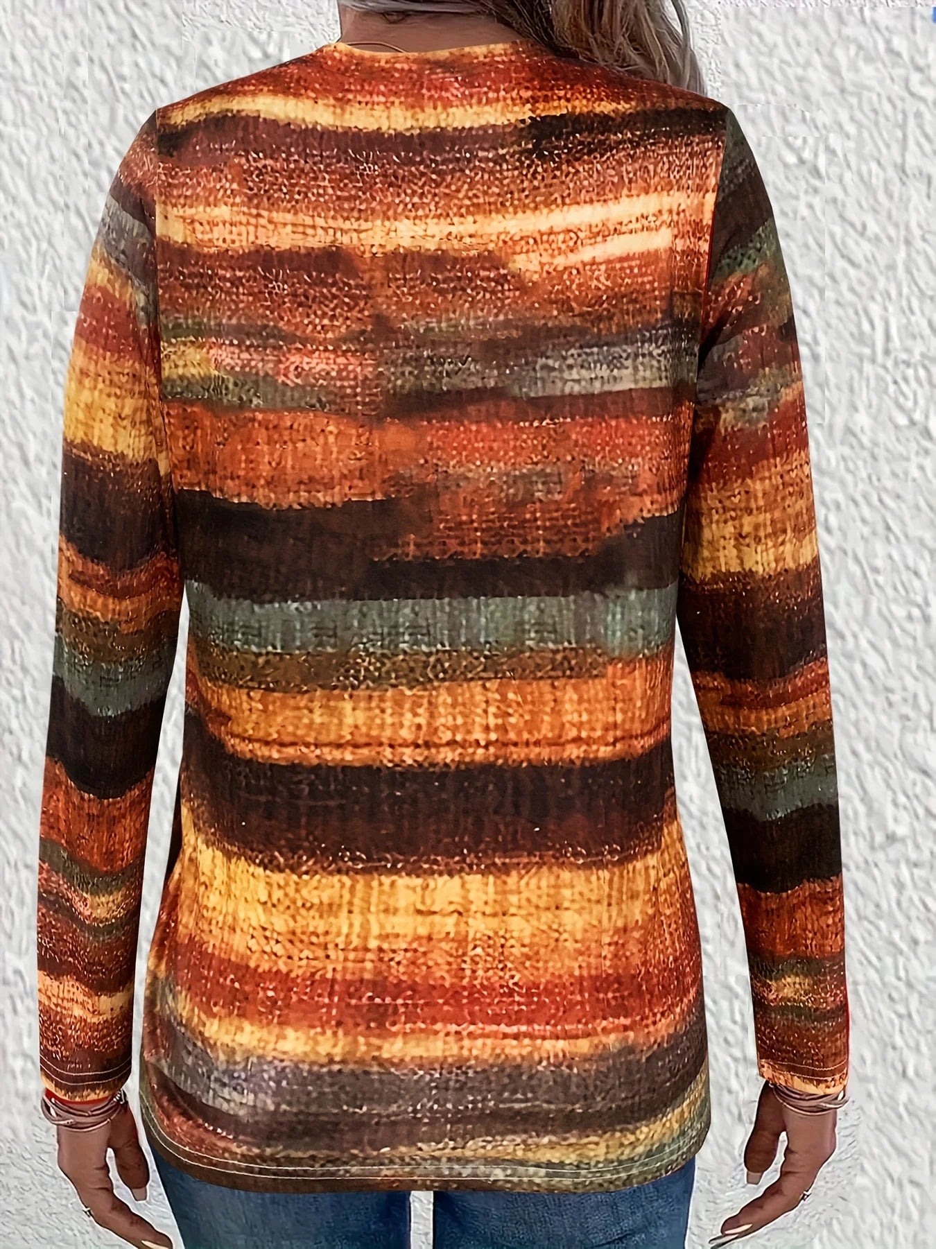 Women’s Long-Sleeve Striped T-Shirt – Autumn Casual Knit Top