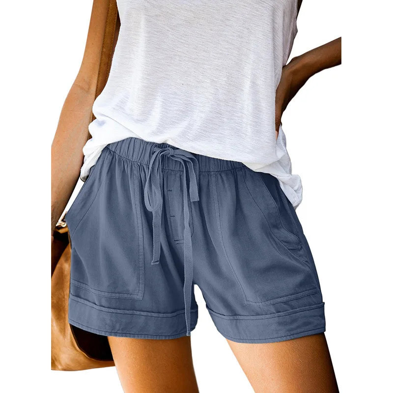 Women’s Summer High-Waist Silk Shorts – Loose Wide Leg Lace Style