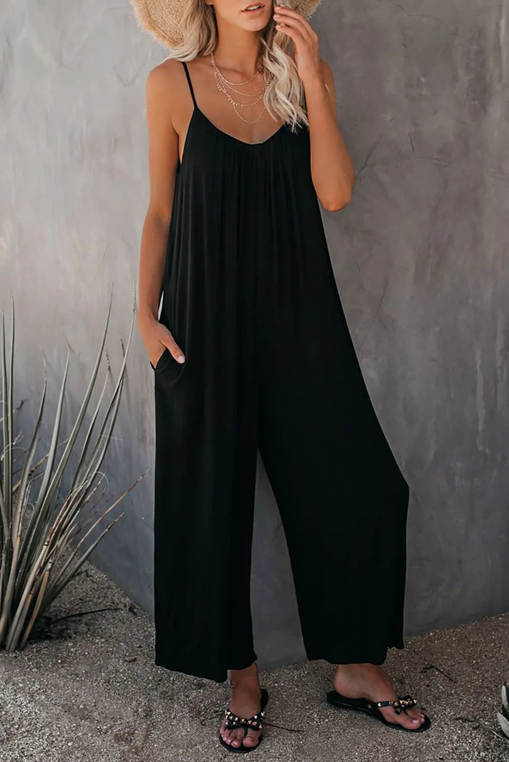 Women's Strap Jumpsuit – Summer Solid Color Casual Office Jumpsuit