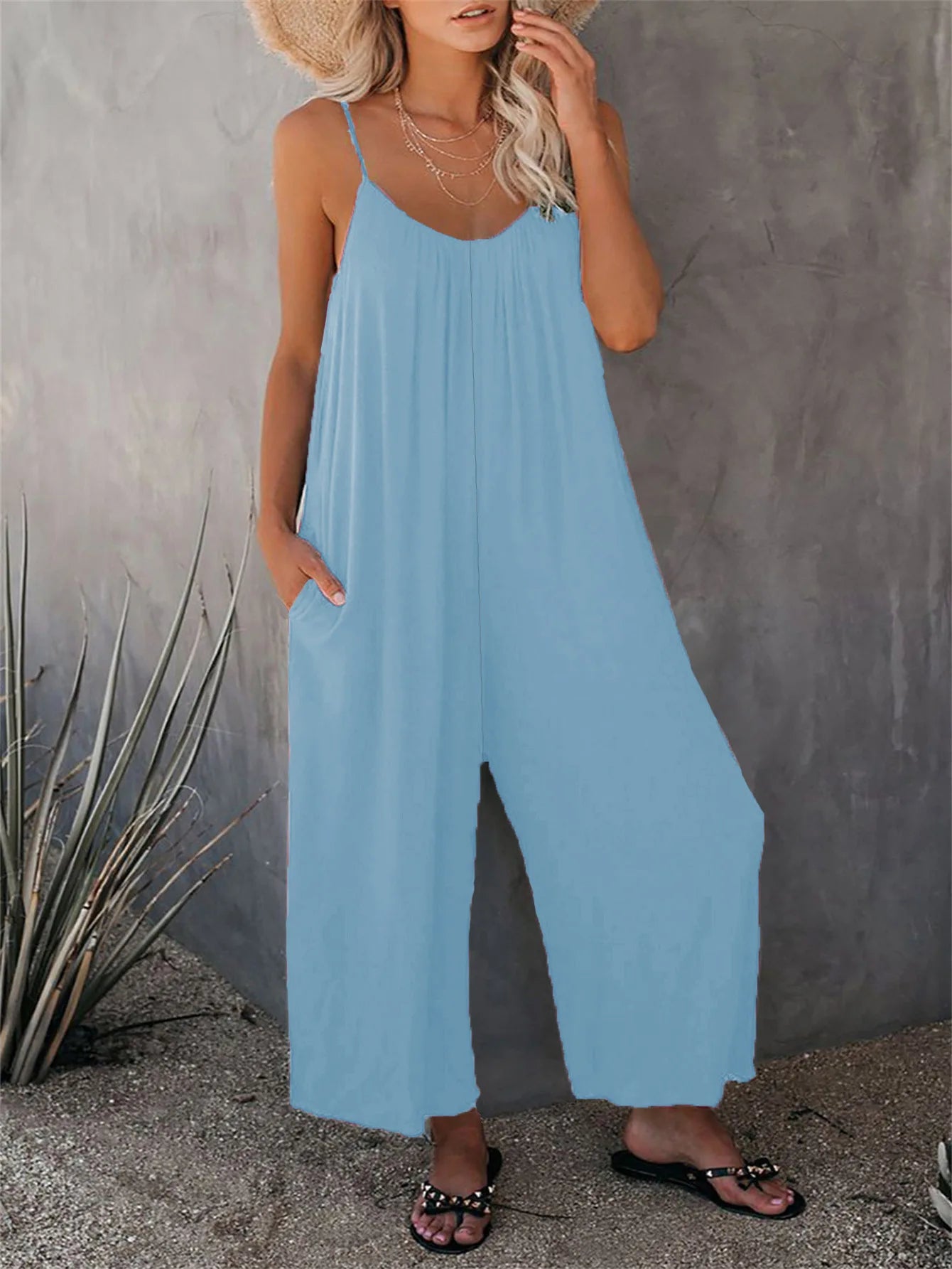Women's Strap Jumpsuit – Summer Solid Color Casual Office Jumpsuit