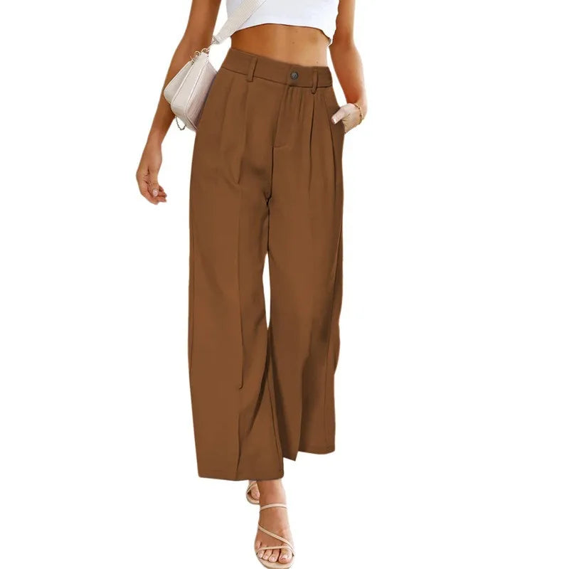 Women’s High Waist Wide Leg Pants – Office Chic Trousers with Pockets