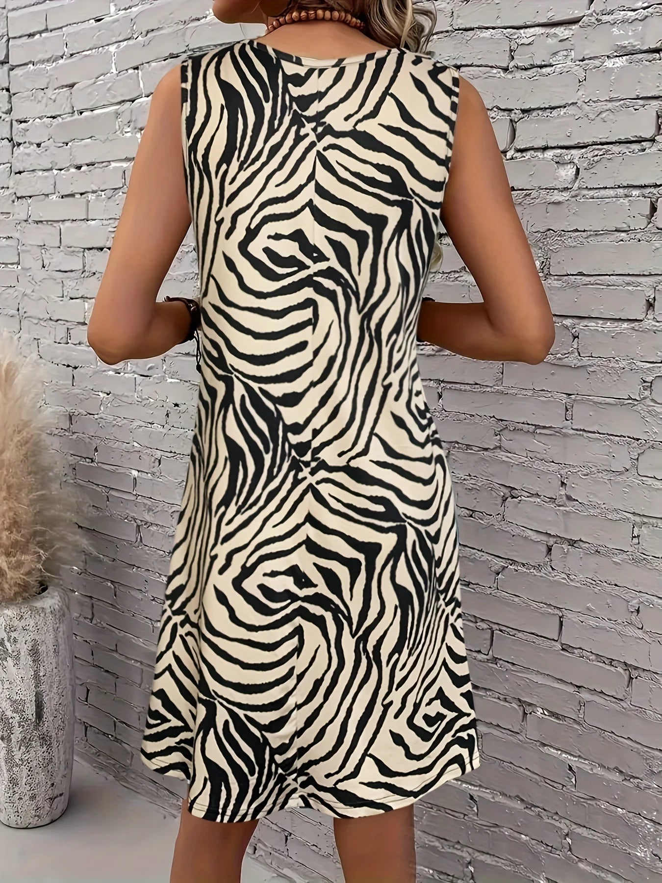 Women’s Zebra-Style Print Tank Dress