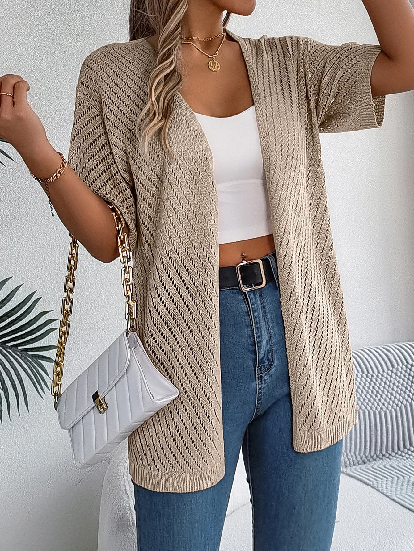 Women’s Spring/Summer Knitted Cardigan – Casual Hollow Out Sun Proof Top