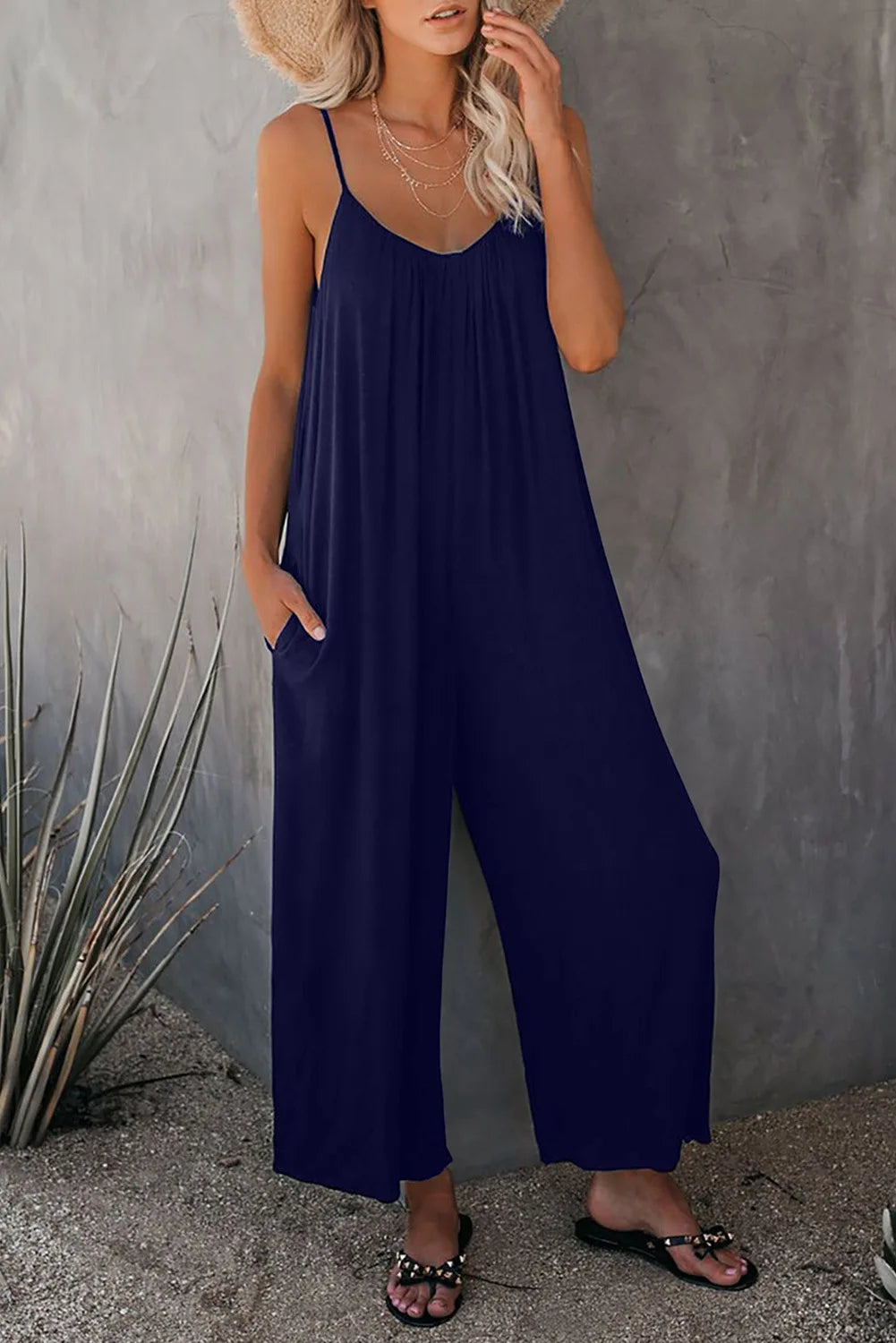 Women's Strap Jumpsuit – Summer Solid Color Casual Office Jumpsuit