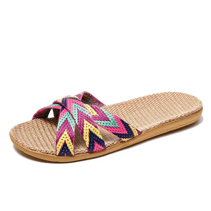 Women’s Lightweight Linen Slippers – Casual & Indoor Home Flat Shoes