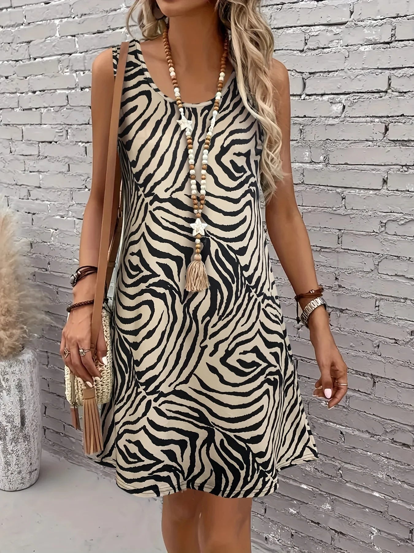 Women’s Zebra-Style Print Tank Dress
