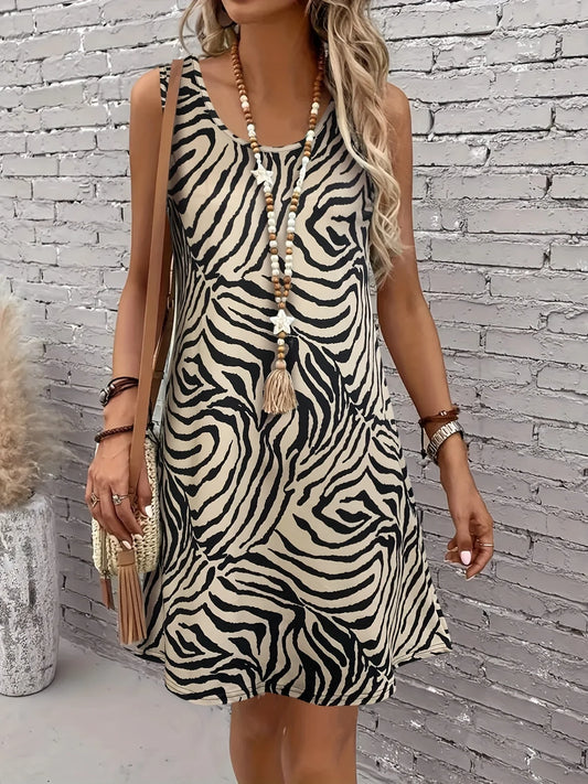 Women’s Zebra-Style Print Tank Dress