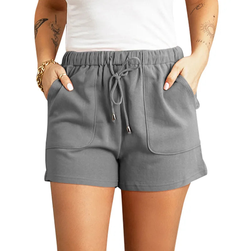 Women's Summer Casual High Waist Shorts – Solid Color Straight Fit
