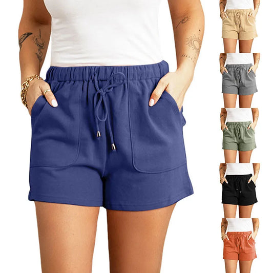 Women's Summer Casual High Waist Shorts – Solid Color Straight Fit