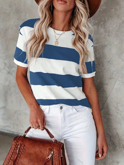 Women’s Striped Round Neck Summer T-Shirt