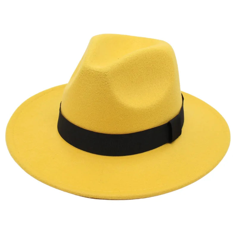 Autumn & Winter Unisex Large Brimmed Hat – Woolen Jazz / English Top Hat