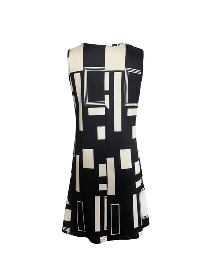 Geometric Pattern Sleeveless Dress for Women – Summer Clothes