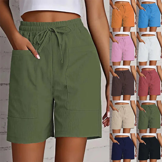 Women’s High Waist Summer Shorts – Loose Fit Casual Cotton Linen Bermuda