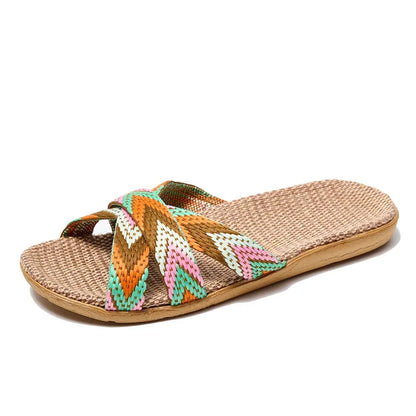 Women’s Lightweight Linen Slippers – Casual & Indoor Home Flat Shoes
