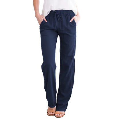 Women’s Spring & Summer Wide Leg Pants – Casual Cotton & Linen Drawstring