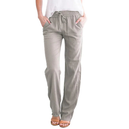 Women’s Spring & Summer Wide Leg Pants – Casual Cotton & Linen Drawstring