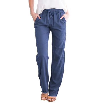 Women’s Spring & Summer Wide Leg Pants – Casual Cotton & Linen Drawstring