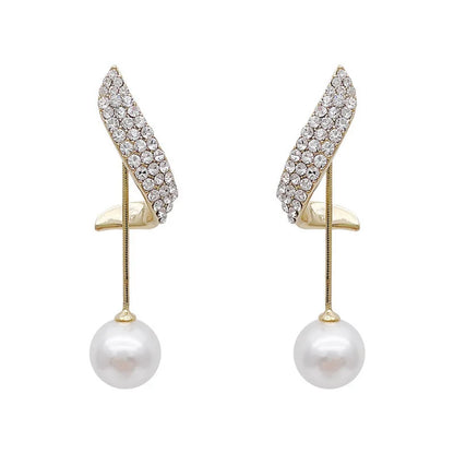 Classic Elegant Imitation Pearl Dangle Earrings – Crystal Long Tassel Drop Design