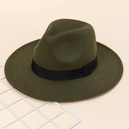 Autumn & Winter Unisex Large Brimmed Hat – Woolen Jazz / English Top Hat