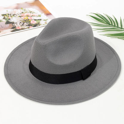 Autumn & Winter Unisex Large Brimmed Hat – Woolen Jazz / English Top Hat
