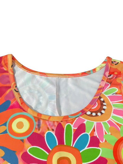 Women’s Vibrant Floral Print Sleeveless Dress – Spring/Summer Vacation Style