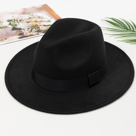 Autumn & Winter Unisex Large Brimmed Hat – Woolen Jazz / English Top Hat
