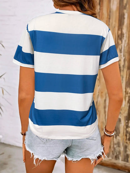 Women’s Striped Round Neck Summer T-Shirt