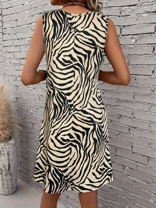 Women’s Zebra-Style Print Tank Dress