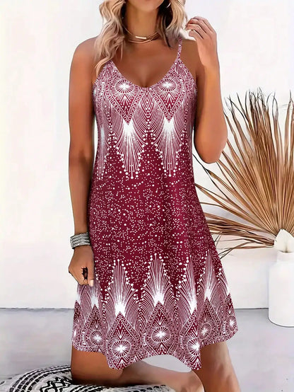 Women’s Strappy Summer Dress – V-Neck Sleeveless Mini Sundress